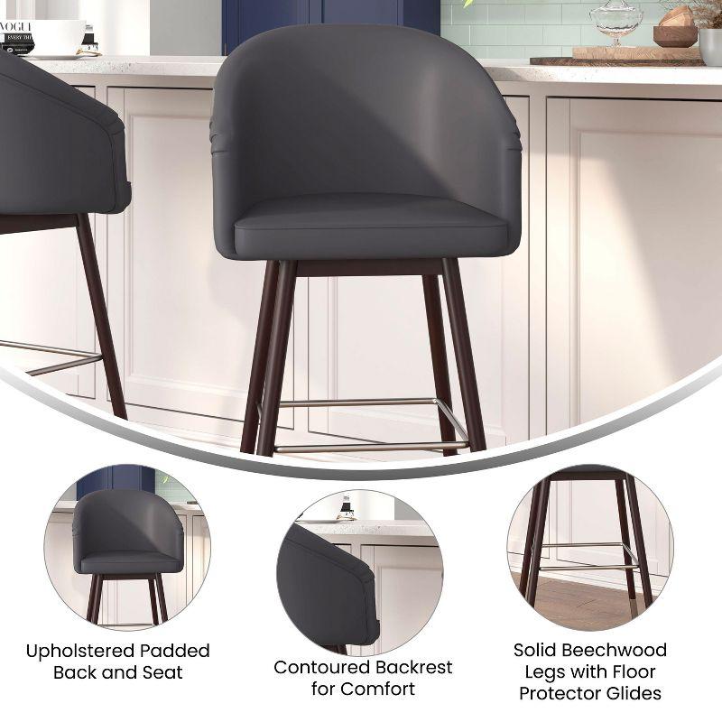 Flash Furniture Margo Commercial Grade Mid-Back Modern Barstool with Beechwood Legs and Curved Back