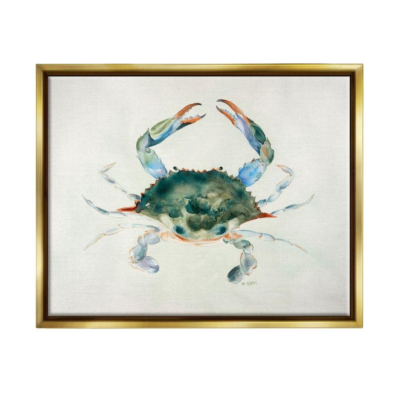 Stupell Industries " Blue Sea Crab Over Beige Soft Watercolors " by Melissa Hyatt LLC Painting Print
