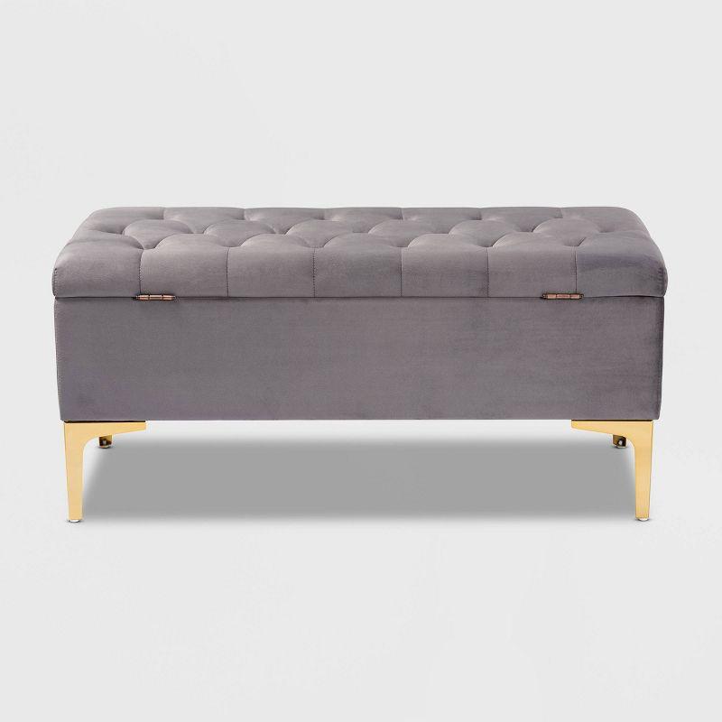 Valere Velvet Upholstered Button Tufted Storage Ottoman - Baxton Studio