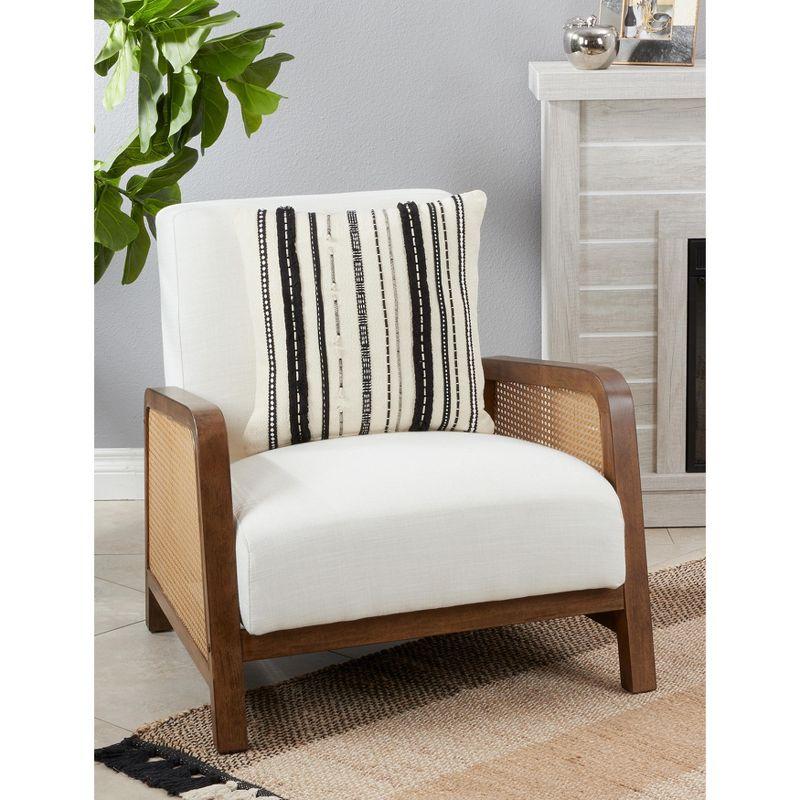 Saro Evelyn Collection Fringed Cotton Throw Pillow