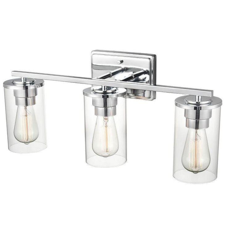 Verlana Chrome Cylinder 3-Light Outdoor Vanity Fixture