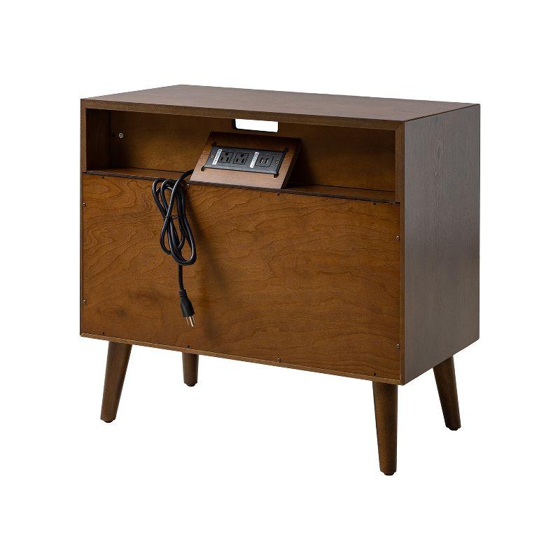 Margery Mid-century Modern 2 - Drawer Nightstand with Built-In Outlets | HULALA HOME-WALNUT