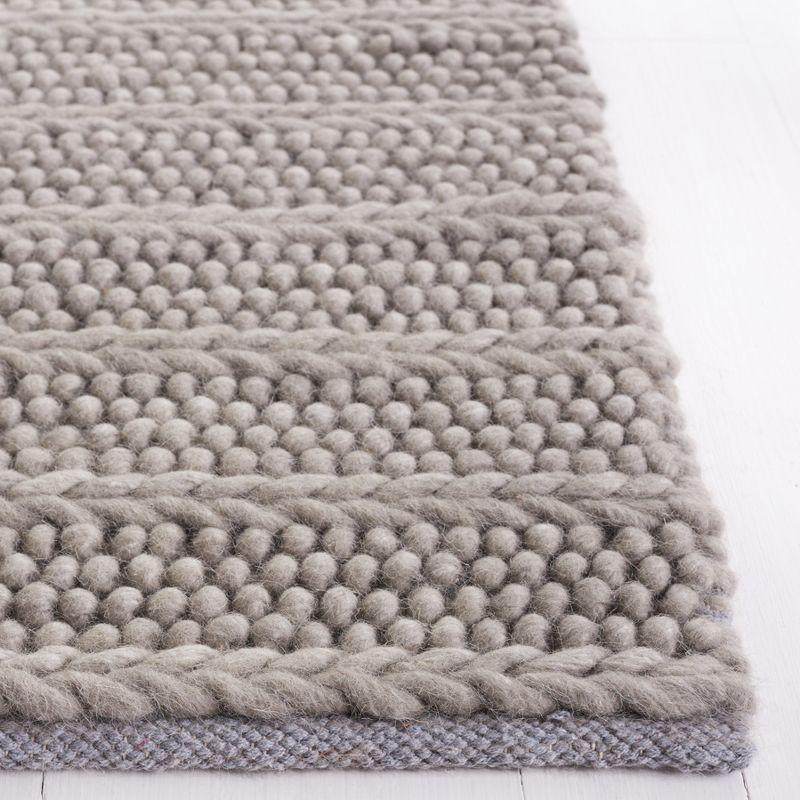 Handmade Gray Wool 4' x 6' Rectangular Flat Woven Rug