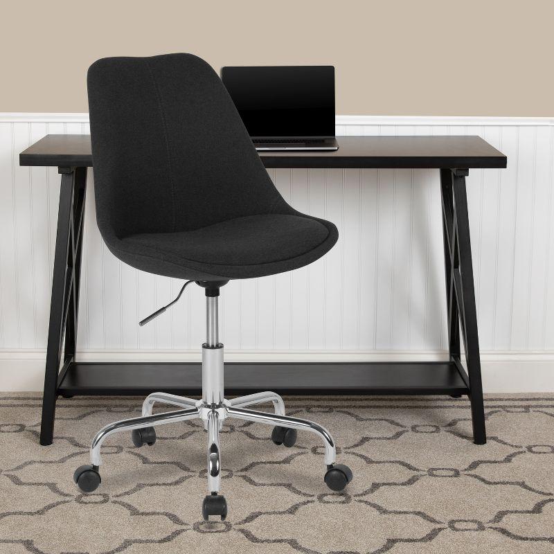 Mid-Back Black Fabric Swivel Task Chair with Chrome Base