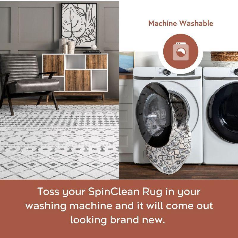 Nuloom Moroccan Blythe Pet Friendly Machine Washable Area Rug, Square 6' x 6', Grey