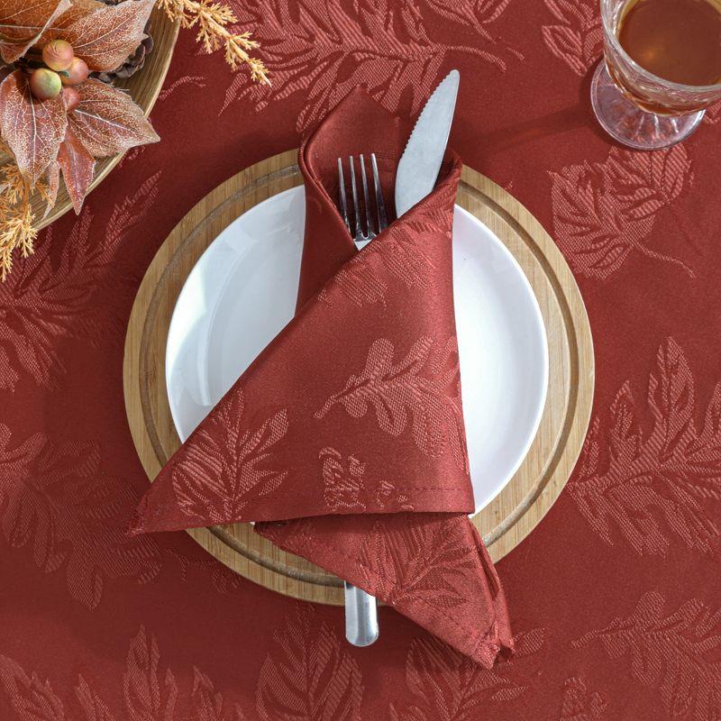 Elrene Elegant Woven Leaves Jacquard Damask Napkin, Set of 8 - Elrene Home Fashions