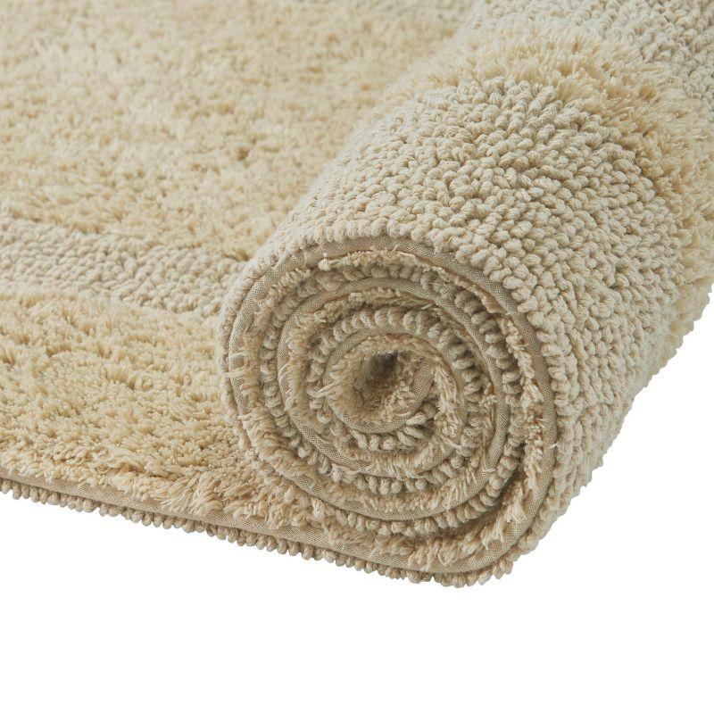 Better Trends Lux 100% Cotton Tufted Solid Reversible Bath Rug Set 2 PC (17" x 24" | 21" x 34") - Sand