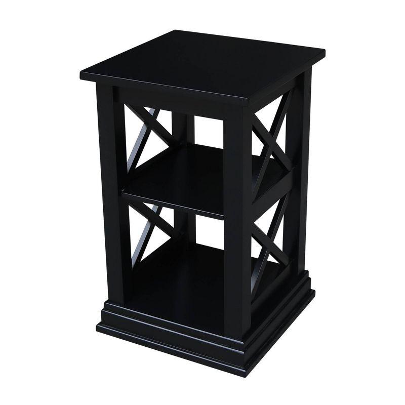 Elegant Hampton Solid Hardwood Accent Table with Shelves - Black