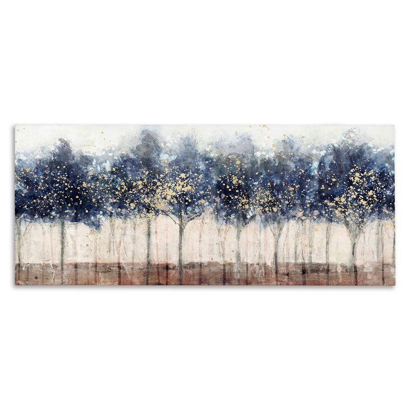 Nina Blue Trees with Modern Splash Canvas Wall Art, 40" x 17"