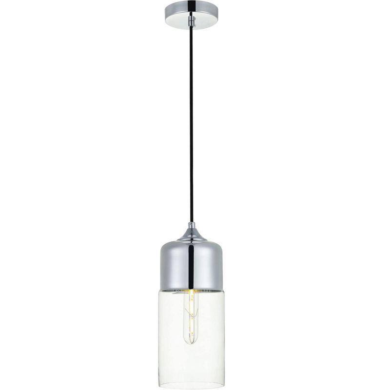Elegant Lighting Ashwell 1 Light Chrome Pendant With Clear Glass
