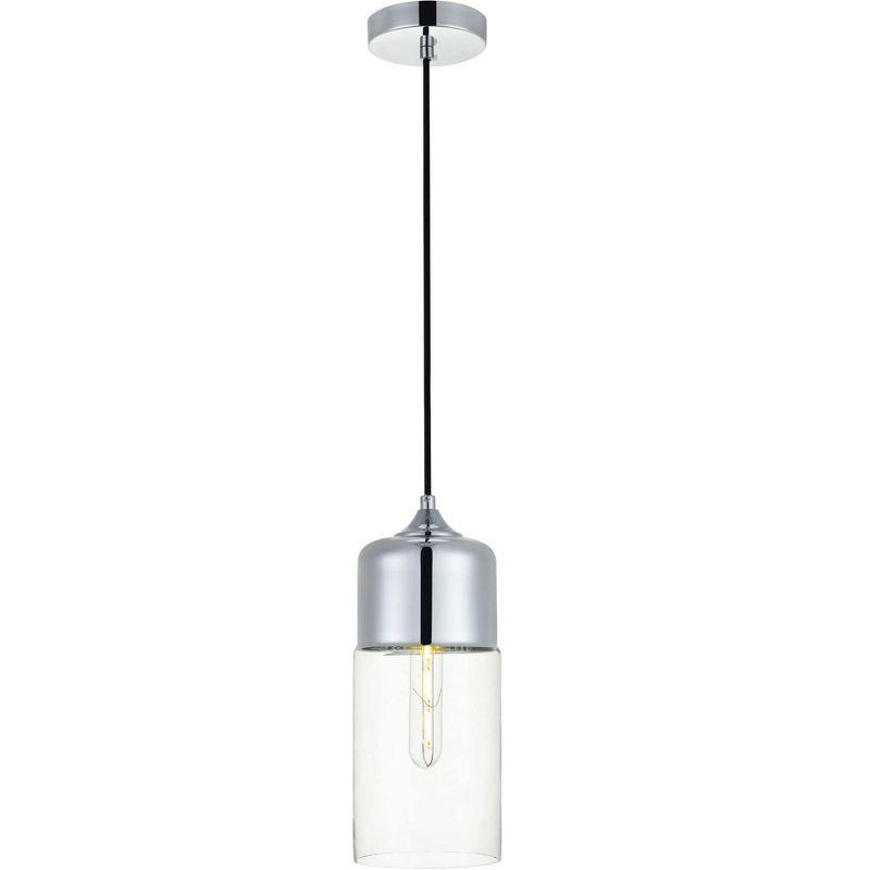 Elegant Lighting Ashwell 1 Light Black Pendant With Clear Glass