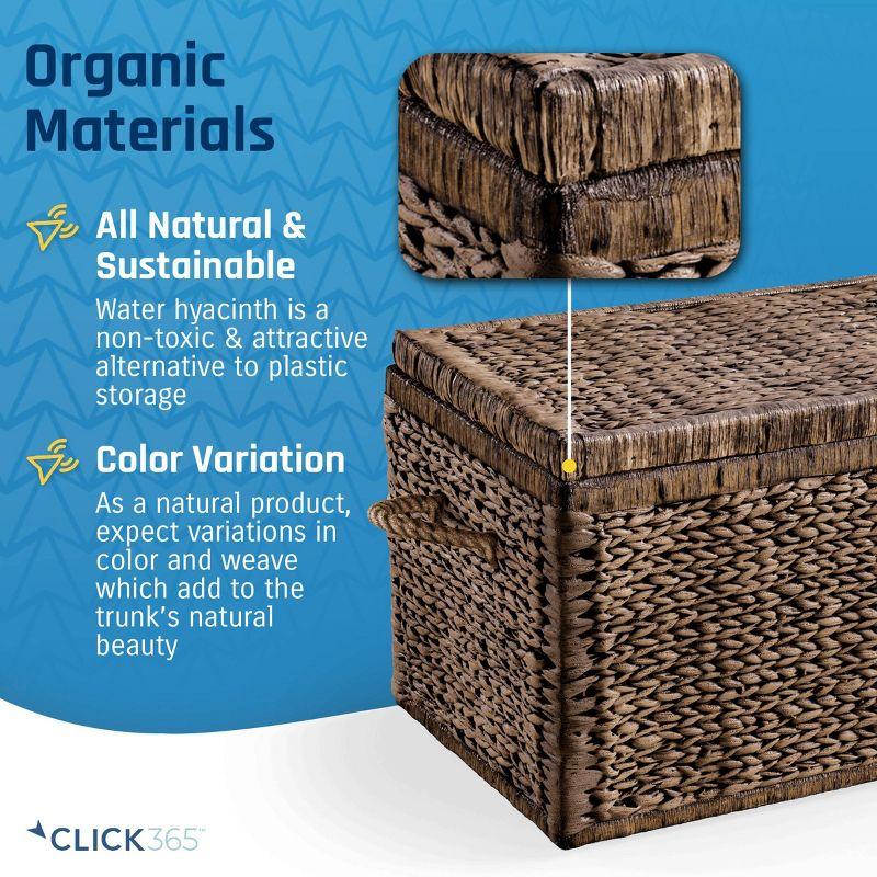 ClickDecor Farmhouse Wicker Trunk Rustic: Metal Frame, Hinged Lid, No Assembly, 66lb Capacity