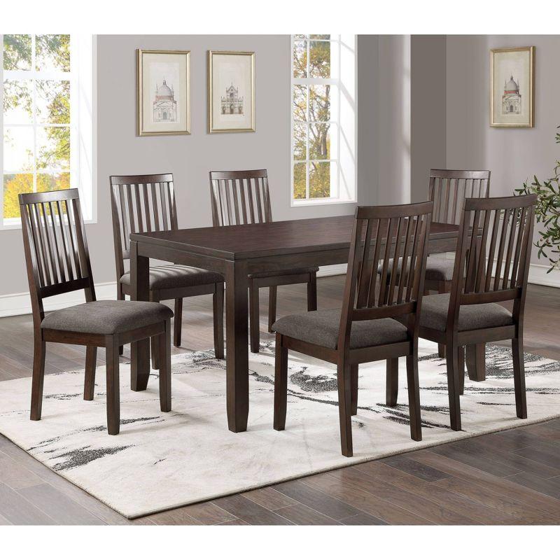 Yorktown Espresso 7-Piece Dining Set with Gray Tweed Chairs