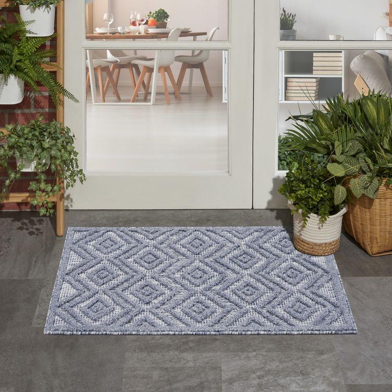 Denim Blue Diamond Design Indoor/Outdoor Synthetic Area Rug