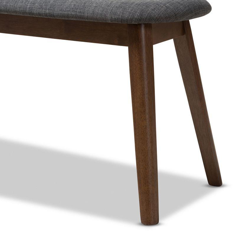 Easton Dark Grey Fabric & Walnut Wood Mid-Century Modern Bench