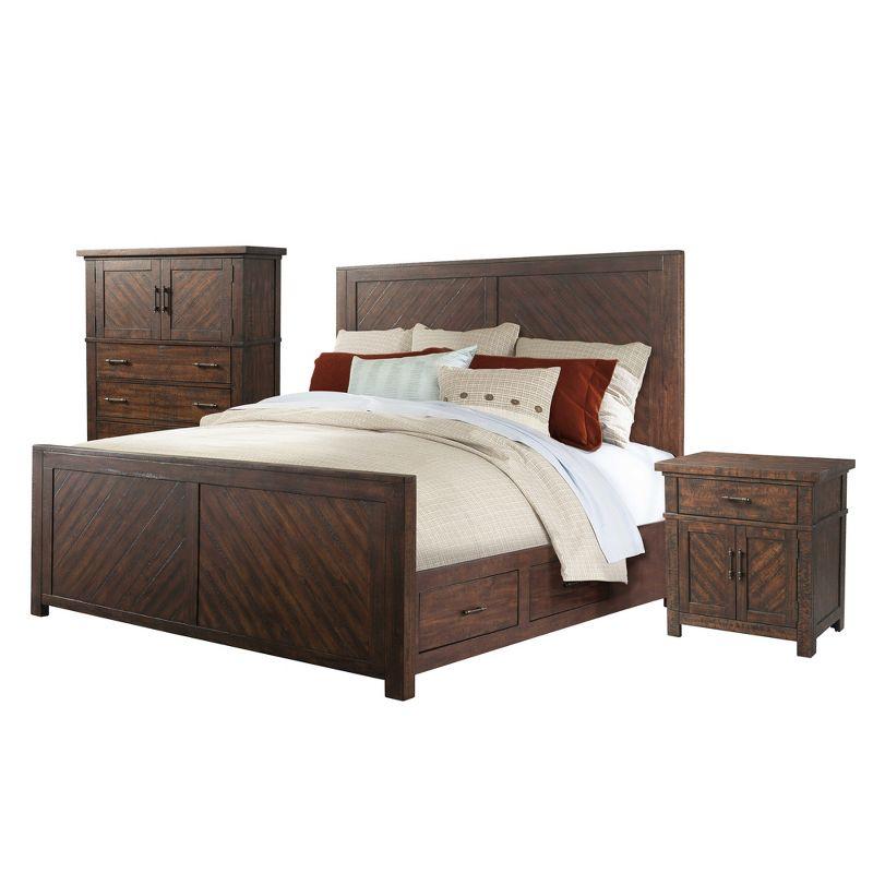 3pc Queen Dex Platform Storage Bedroom Set Walnut Brown - Picket House Furnishings: Traditional Style, No Box Spring Needed