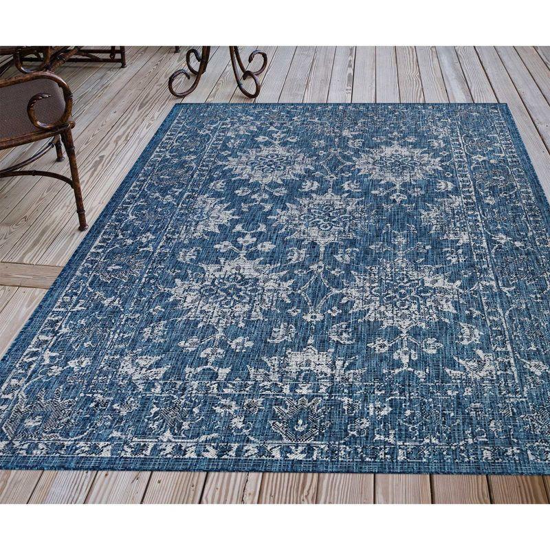Liora Manne Carmel Vintage Floral Indoor/Outdoor Rug Navy 6'6" x 9'4"