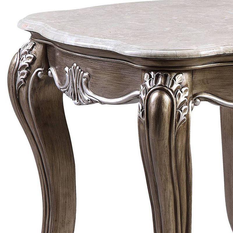 Acme Furniture 28" Elozzol Accent Table Marble & Antique Bronze Finish: Square, Wood Frame, Metal Glides, No Tools Assembly