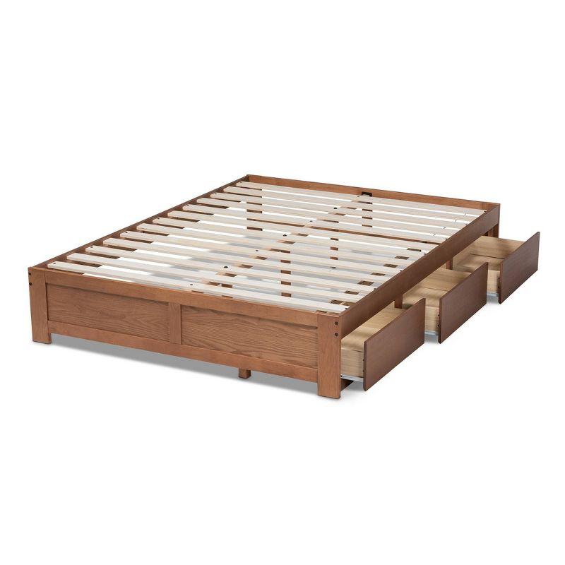 Candice Walnut Queen Platform Bed with 3 Storage Drawers