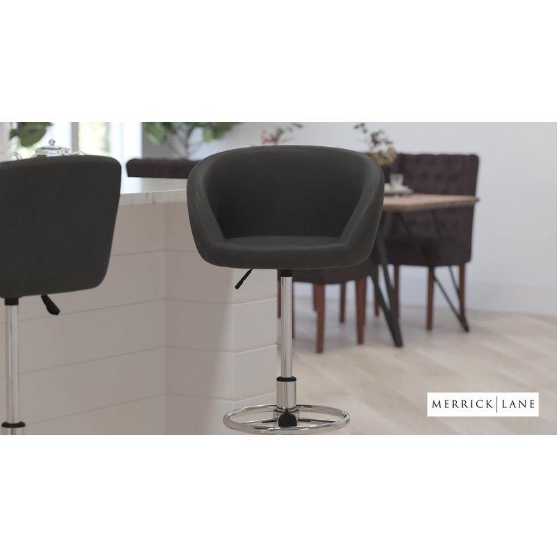 Merrick Lane Bucket Seat Bar and Dining Stool Modern Gray Fabric Stool with 360 Swivel, Adjustable Height and Chrome Footrest