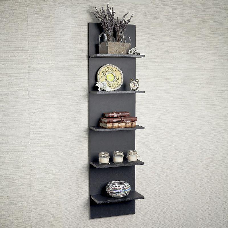 Danya B. 47" x 11.7" Wide Vertical Column Wall Shelf Black: Laminated MDF, 5-Tier Storage, Spot Clean