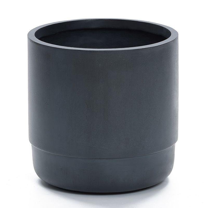 Modern Gray 17'' MgO Outdoor Round Planter with Drainage Hole