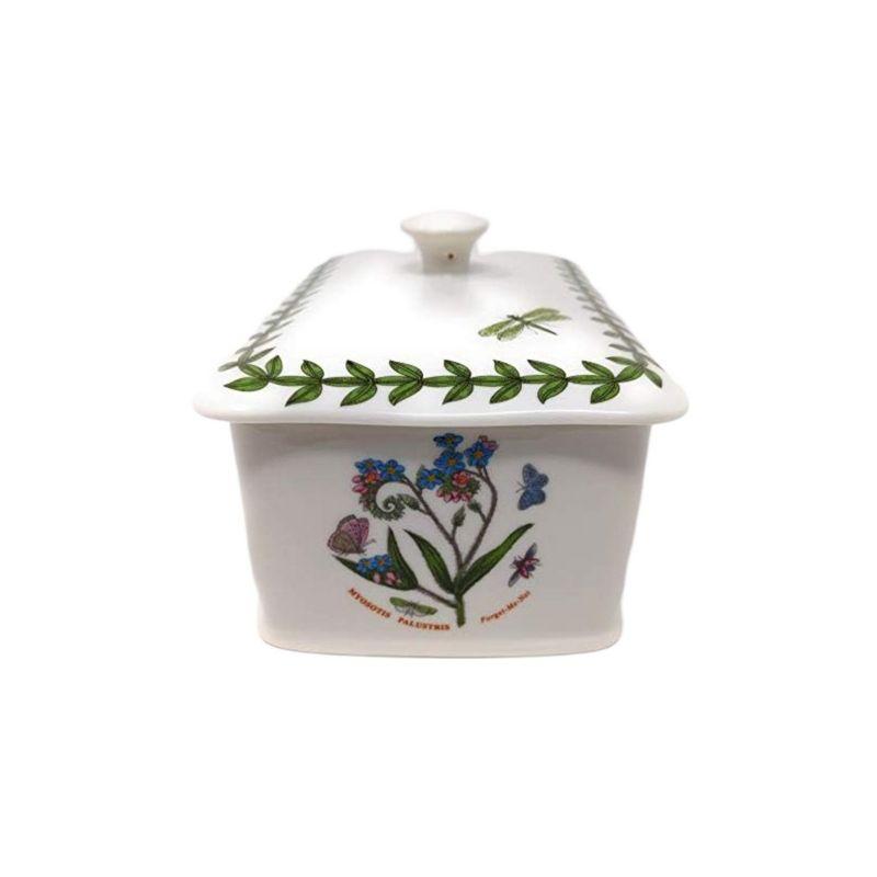 Portmeirion Botanic Garden 6" Butter Keeper with Knob Lid, Assorted Floral Motifs, Porcelain Butter Dish, Elegant Kitchen Storage Solution