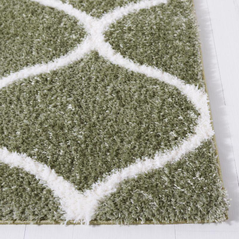 Green and White 4' x 6' Rectangular Shag Area Rug