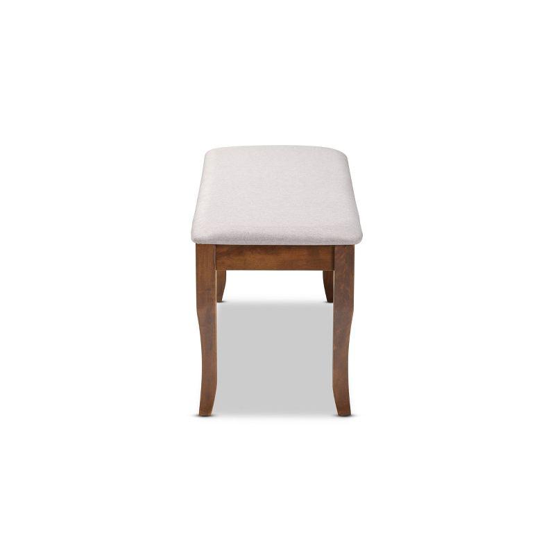 Everly Quinn Violette Modern and Contemporary Gray Fabric Upholstered and Walnut Brown Finished Wood Dining Bench