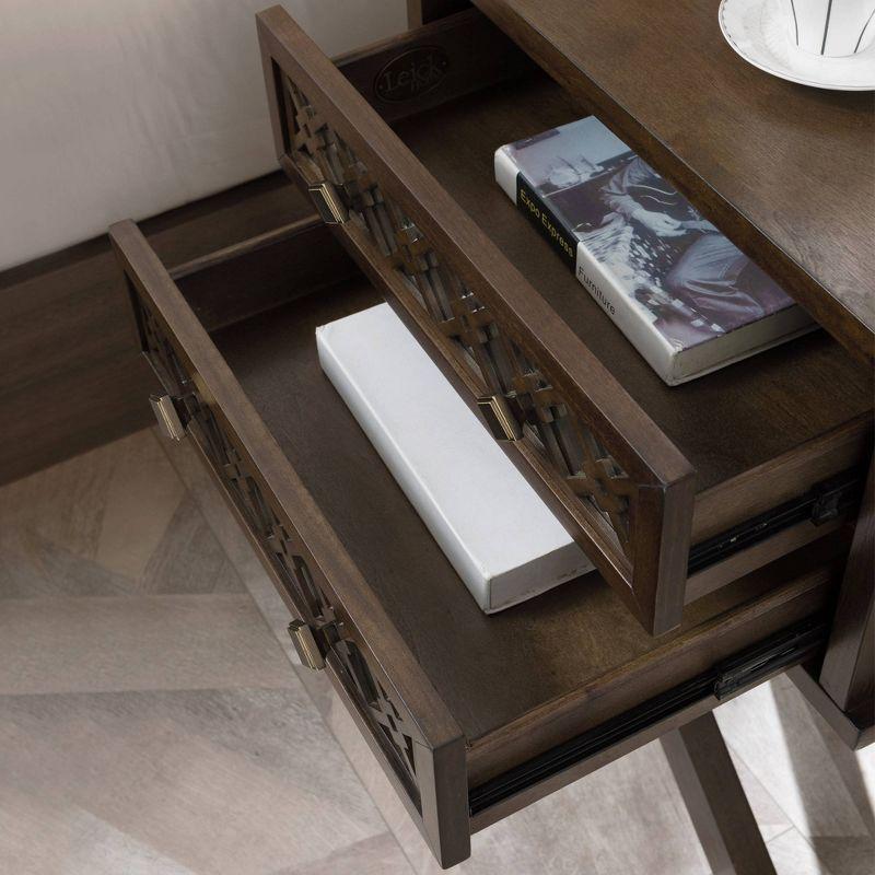 Mirrored Diamond Filigree X Base Nightstand/Table Walnut - Leick Home