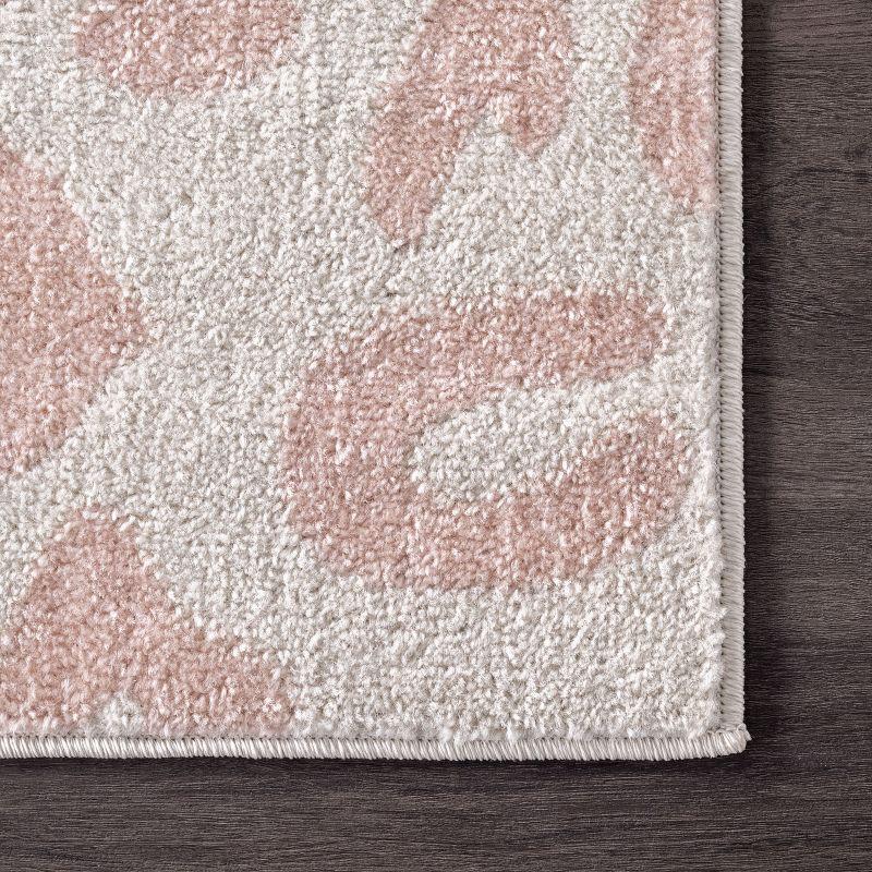 Reversible Baby Pink Leopard Print Easy-Care Area Rug, 9' x 12'