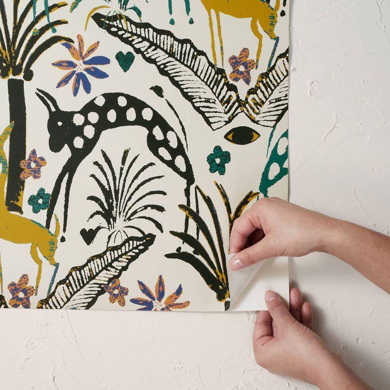 Fiesta Animals Peel and Stick Wallpaper Cream - Opalhouse™ designed with Jungalow™: Adhesive, Removable, Vinyl, Multicolor