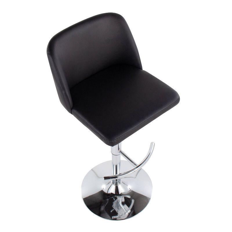 LumiSource Set of 2 Toriano PU Leather/Metal Barstools Chrome/Black:: Adjustable, Swivel, Upholstered Counter Seating