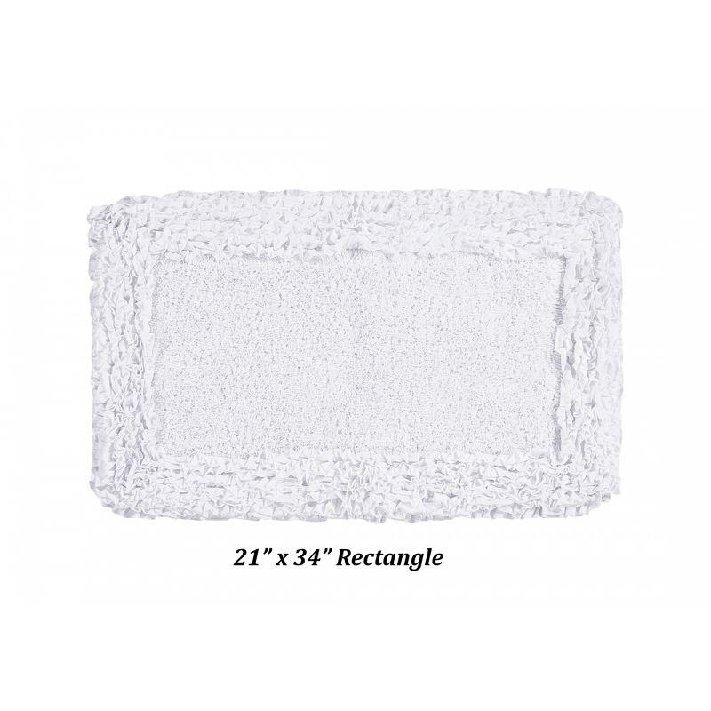 Better Trends Shaggy Boader 100% Cotton Tufted Non- Slip Backing 5 Pc (17"x24"|20"x20"|21"x34"|24"x40"|20"x60") Bath Rug Set - White