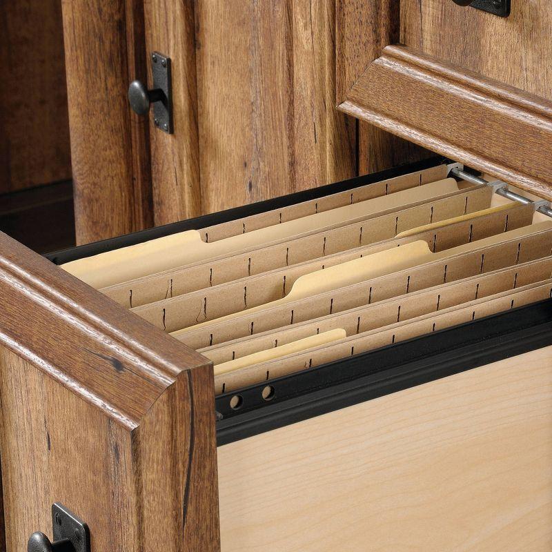 Vintage Oak Wood Computer Desk with Hutch and Drawers