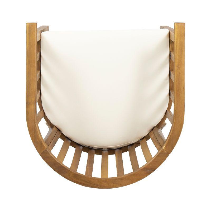GDFStudio Rosin Outdoor Acacia Wood Dining Chairs with Cushion (Set of 2), Cream/Teak