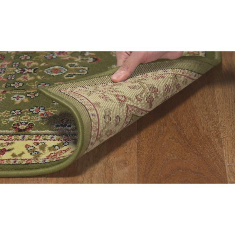 Sage and Ivory Floral Synthetic Runner Rug