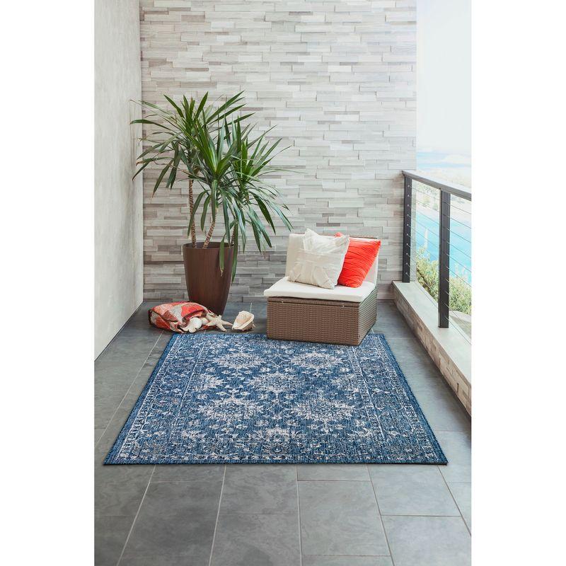 Liora Manne Carmel Vintage Floral Indoor/Outdoor Rug Navy 6'6" x 9'4"