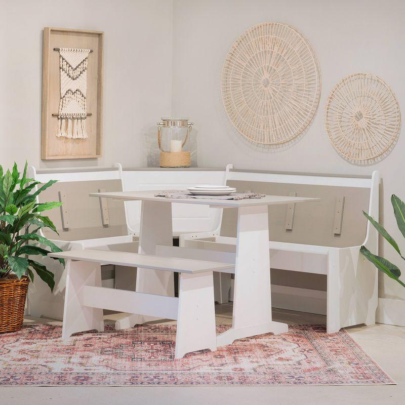 Ardmore Chic White and Gray 3-Piece Nook Dining Set