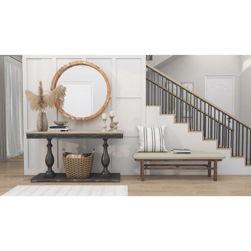Olivia & May Vintage Wall Mirror Brown: Round Wood Frame, No Assembly, Spot Clean, 39.5" Diameter