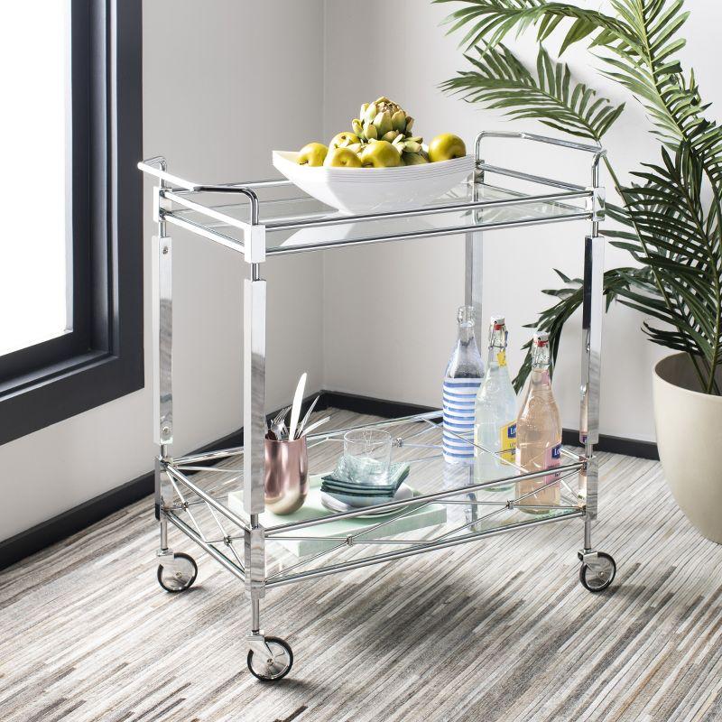 Ingrid 2 Tier Bar Cart - BCT8000A - Chrome/Glass - Safavieh