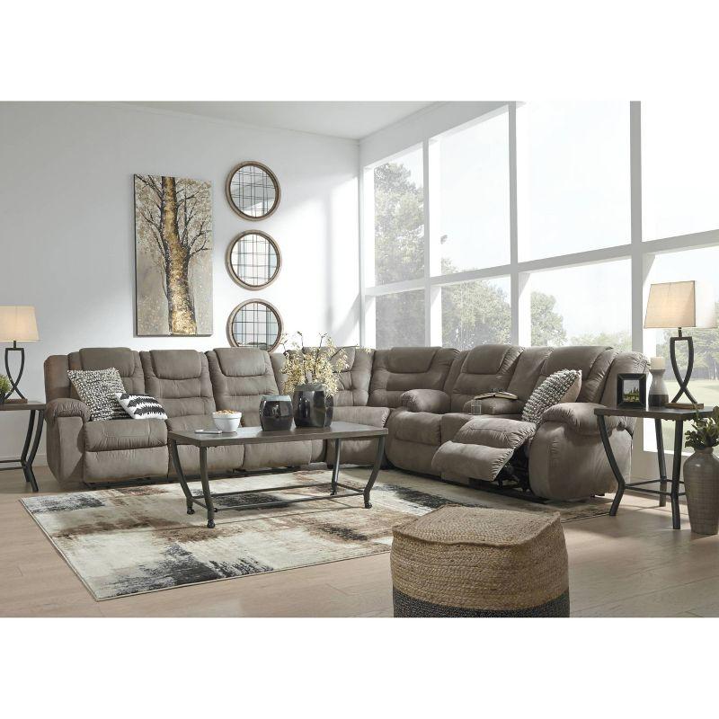 McCade Cobblestone Three Piece Microfiber Reclining Sectional Sofa