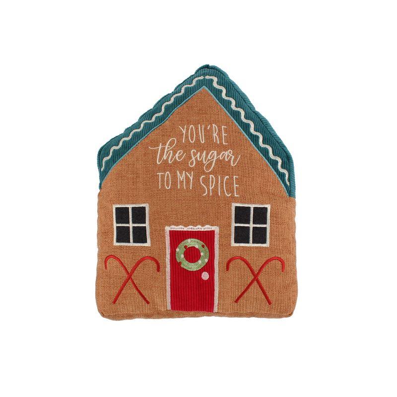 Gingerbread House Embroidered Holiday Decorative Pillow