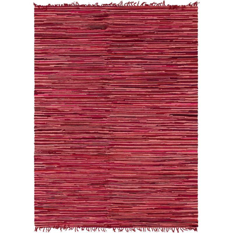 Presley Striped Hand-Knotted Cotton Red Area Rug