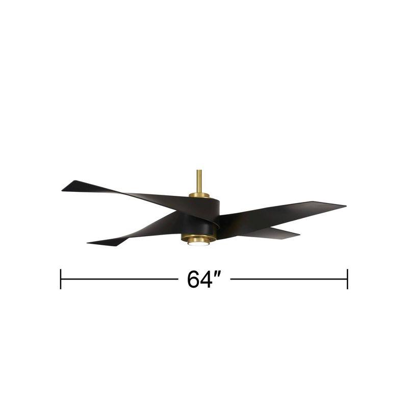 64" Minka Aire Modern Indoor Ceiling Fan with LED Light Remote Control Soft Brass Matte Black for Living Room Kitchen Bedroom Home