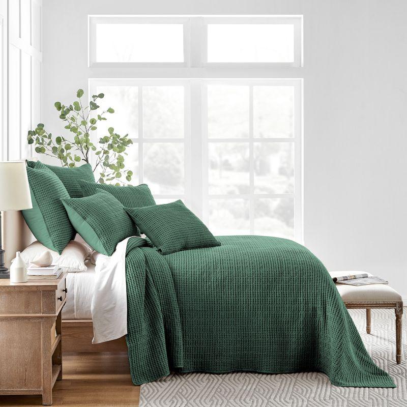 Mills Waffle Forest Green King Bedspread Set - Levtex Home