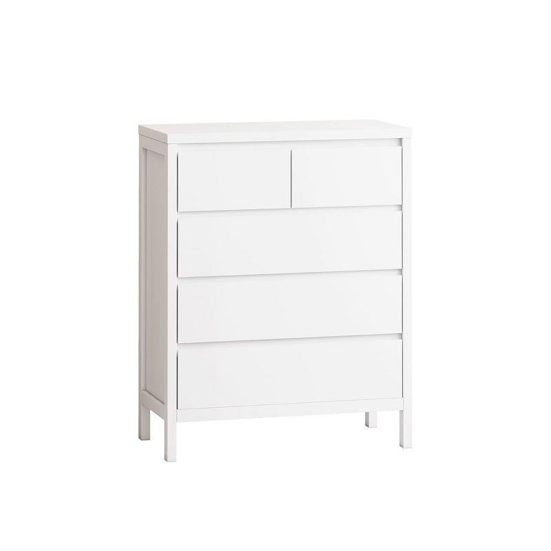 5 Drawer Dresser,Tall Dresser Chest of Drawers with Storage,Wood Dresser Storage Cabinet,Closet Dresser for Entryway Office White