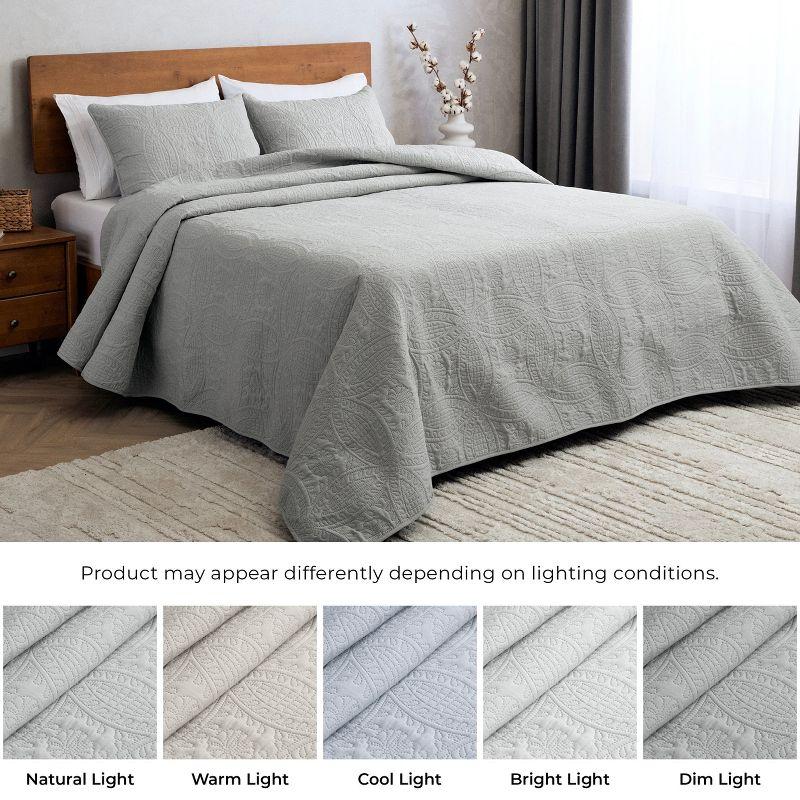 Light Gray King Reversible Microfiber Bedspread Set