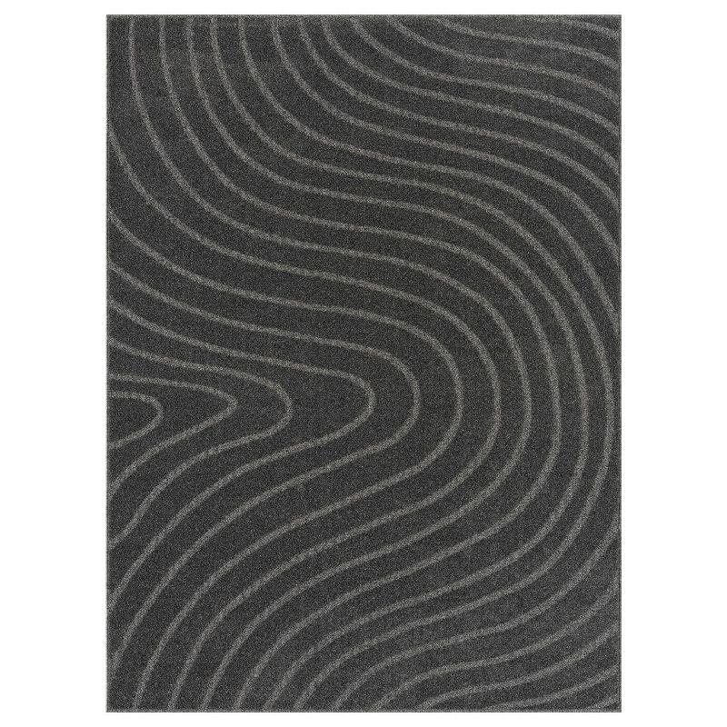 Luxe Weavers Modern Geometric Wave Anthracite 2x3 Area Rug