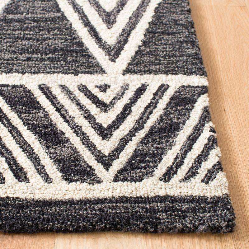 Elegant Charcoal & Ivory Hand-Tufted Wool Square Area Rug - 5' x 8'